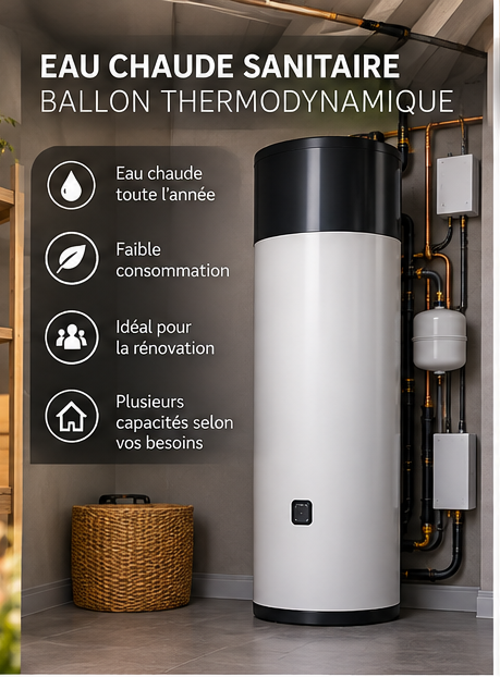 Illustration ballon thermodynamique pour production eau chaude